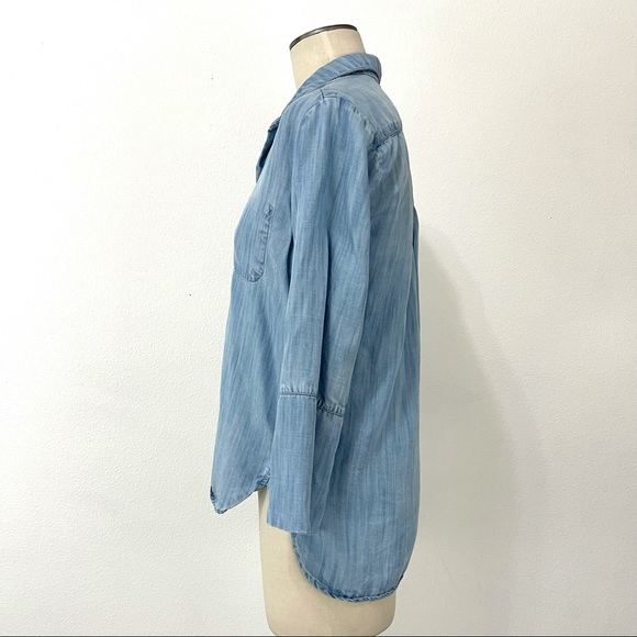 Bella Dahl- Light Blue Tencel Button Down Shirt M - Picture 4 of 8